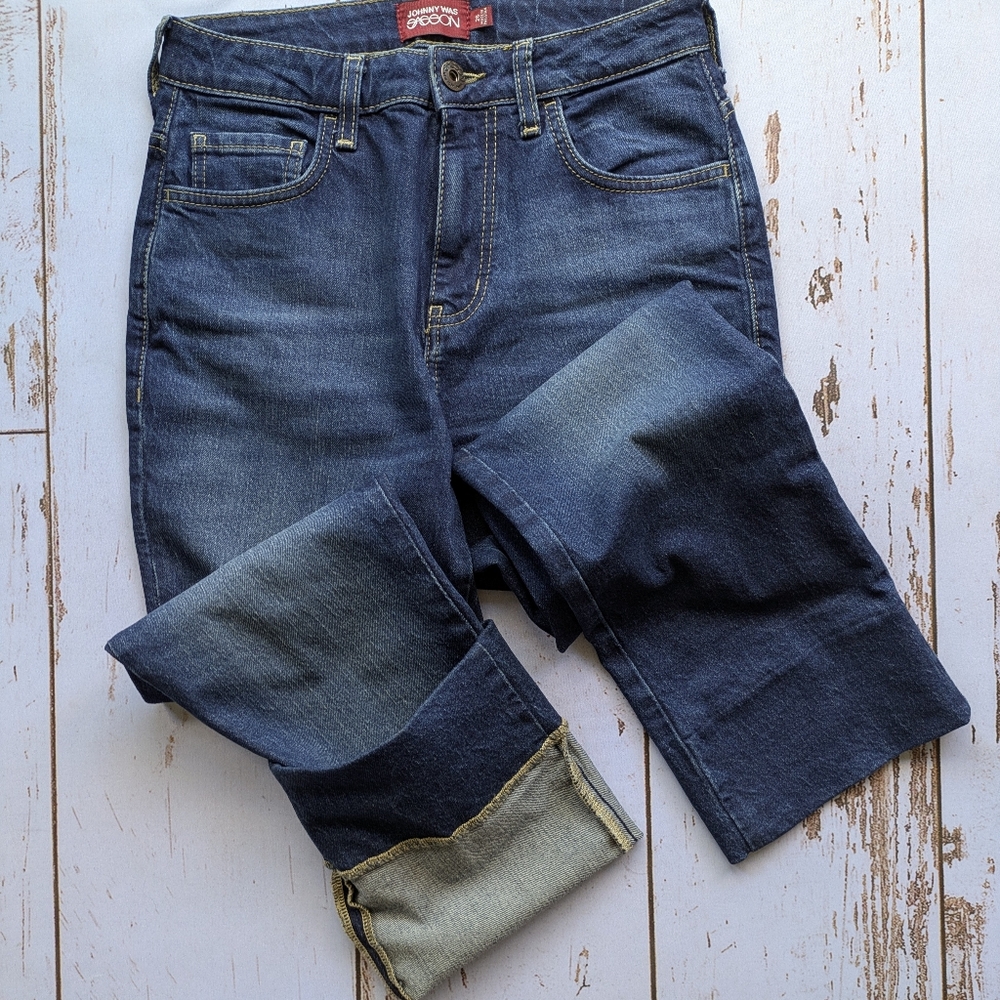 JOHNNY WAS x SASSON Sancere Blue Straight Leg Jeans Medium Wash  Size 26